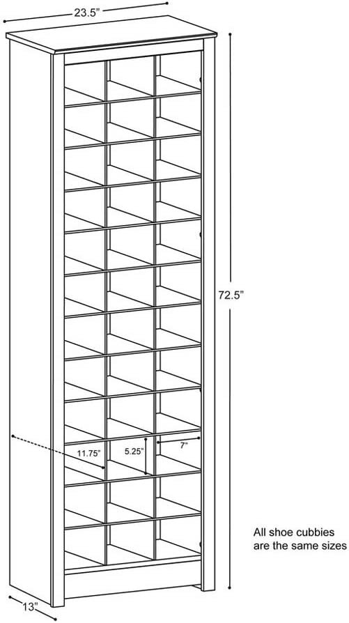 New Space-Saving 36 Pair Shoe Storage Cabinet With Cubbies, Espresso