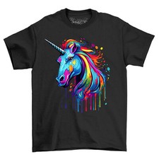 Unicorn 2 Paint Drip Design t-shirt - Funny and Majestic! Colorful unicorn head,