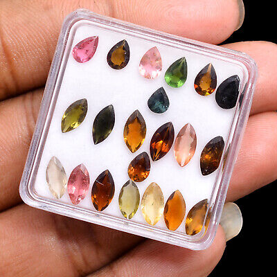 25 Pcs Natural Tourmaline 4.5mm-5mm Pear Cut Multi Color Sparkling Gemstones Lot