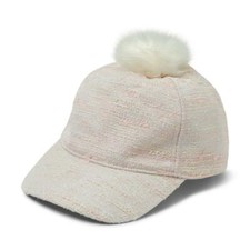 12 18 24 M Janie  Jack Pink Pom Pom Metallic Boucle Tweed Baseball Cap Girl NWT