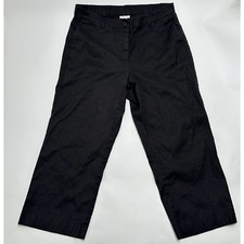 J.Jill Women Size 16 Black Linen Stretch pants Wide leg Crop w/pockets business