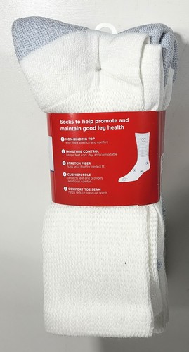 MediPeds Men's NanoGLIDE® Non-Binding Top White Crew Sock, Large 7-12, 4 pair - Picture 2 of 4