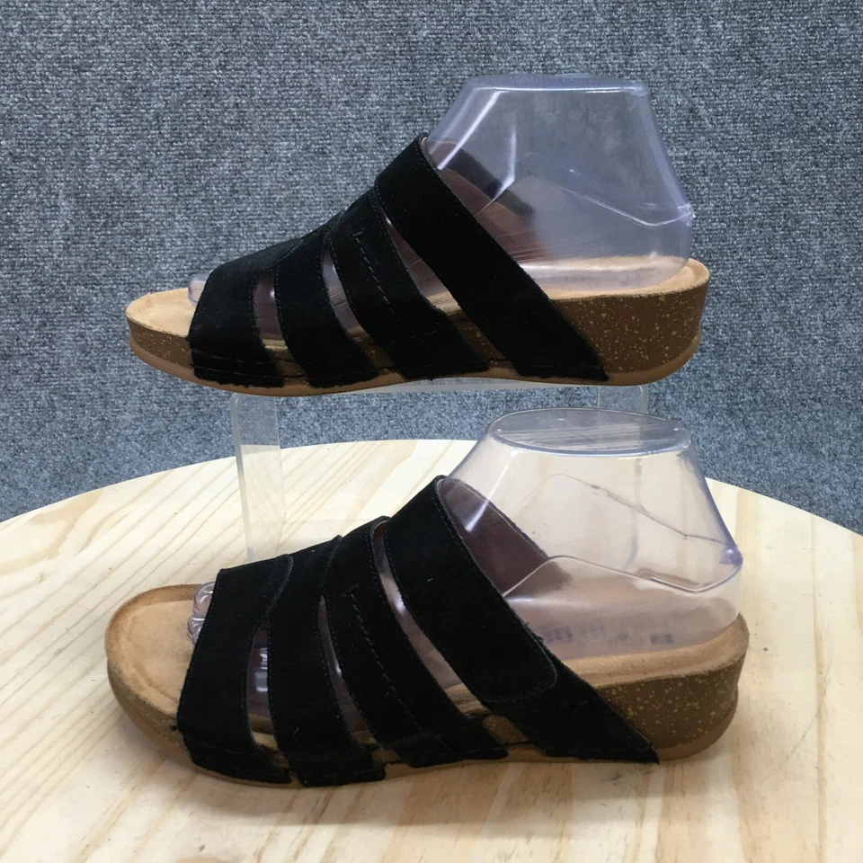Sandalias de montaña blancas para mujer 8 M Fame con tiras deslizables cuero negro punta abierta Foto 2 de 4