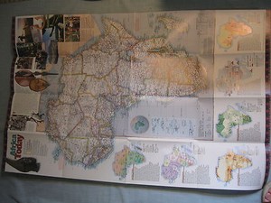 AFRICA'S NATURAL REALMS + AFRICA TODAY MAP National Geographic September 2001