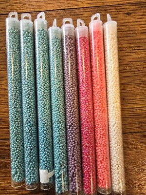 8 Tubes Beading Jewelry Making 6 Inch Tubes Seed Beads Crafting Lot