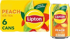 Peach Ice Tea Can 330 ml (Pack of 6) Low Calorie Soft Drink 100% Black Tea