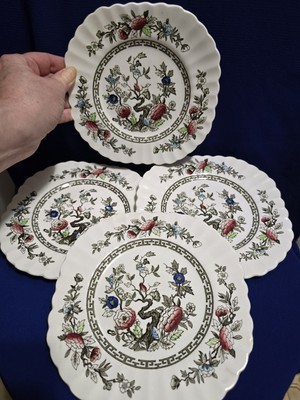 SALE! WAS 28 VTG 4pc J&G MEAKIN DESSERT/BREAD PLATES ENGLAND PTRN-KASHMIR 1950S
