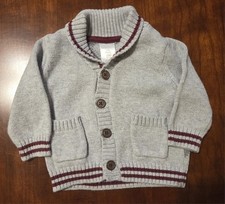 Gymboree Boy Gray Argyle Shawl Collar Cotton Cardigan Sweater 3-6 month EUC