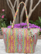 NWT Brahmin Medium Asher Saltwater Taffy Tote Bag Yellow Green Pink Purse