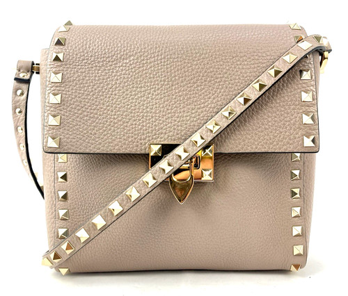 Valentino Garavani Rockstud Crossbody Leather Bag Grey
