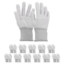 12Set ESD Anti-Static Gloves Carbon Fiber PU Protective Glove,Large Size Gray