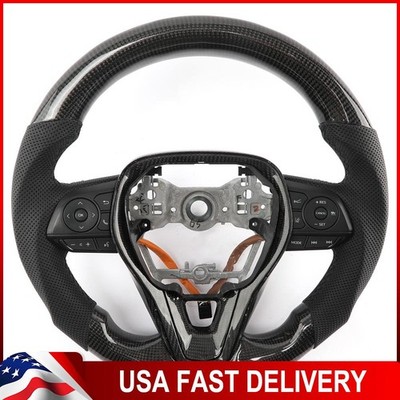 Leather Real Carbon Fiber Steering Wheel for Toyota Corolla RAV4 18-24 W/ Button