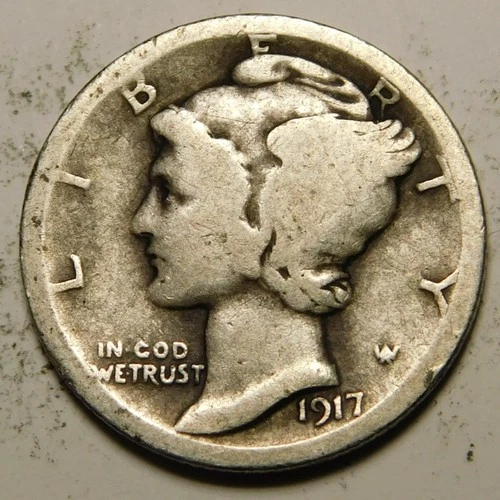 1917 D Mercury Dime VG - F   "Actual Coin Pictured - Not Cleaned"
