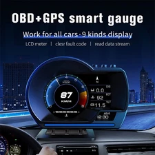 HUD OBD2+GPS car head up digital display speedometer  MPH overspeed alarm 3-inch