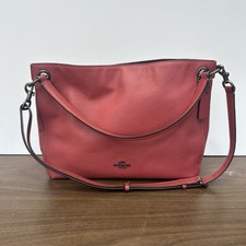 Coach 24947 Clarkson Coral Pink Pebbled Leather Magnetic Hobo Shoulder Bag Purse