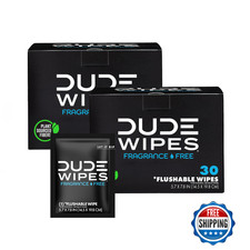 DUDE Wipes 2PK 60 Ct Flushable Wipes - Unscented, XL, Individually Wrapped