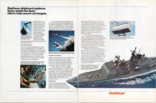 Raytheon Vintage 2pg Magazine Ad Shipboard Systems Radar Missile Navy 1980s