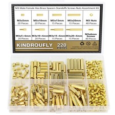 220 PCS M3 Male Female Hex Brass Standoffs Spacers Screws Nuts Kit for PCB