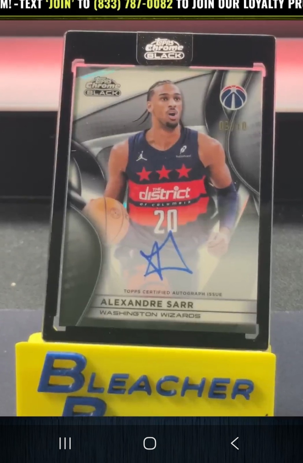 2025-26 Topps Chrome Black Alex Sarr White Refractor Auto /10