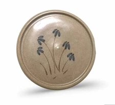 JUGTOWN NORTH CAROLINA POTTERY ROUND TRIVET w/BLUE CONEFLOWERS 1986