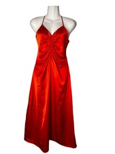 Jason Wu Vibrant Red/Orange Satin Spaghetti Strap Long Formal Dress Size XS