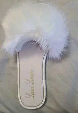 Lauren Lorraine White Slippers Size M 8 NIB