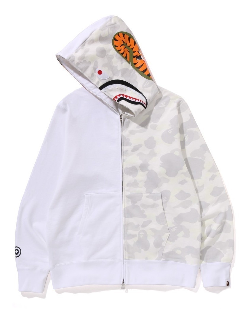 A BATHNIG APE Men's CITY CAMO TIGER SHARK FULL ZIP HOODIE