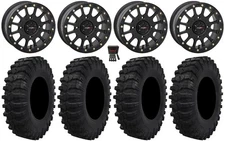 System 3 SB-5 Black 15" Wheels 32" Dual Threat Tires Polaris RZR Turbo S / RS1