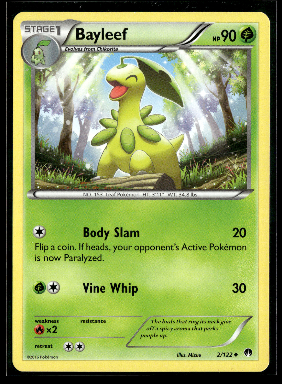 Pokemon Card Bayleef Breakpoint Uncommon 2/122 Near Mint