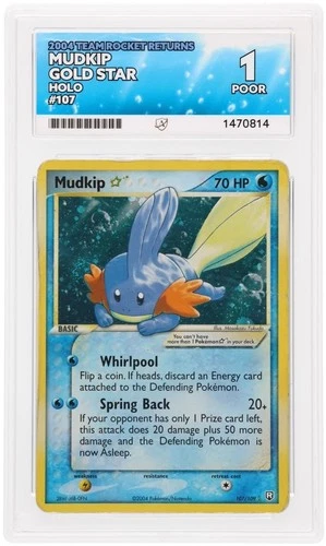 2004 Pokemon Gold Star Mudkip Holo EX Team Rocket Returns ACE 1