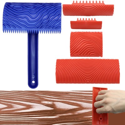 5 Pack Wood Grain Tool - Natural Woodgrain Maker for Decorative Painting Prem...