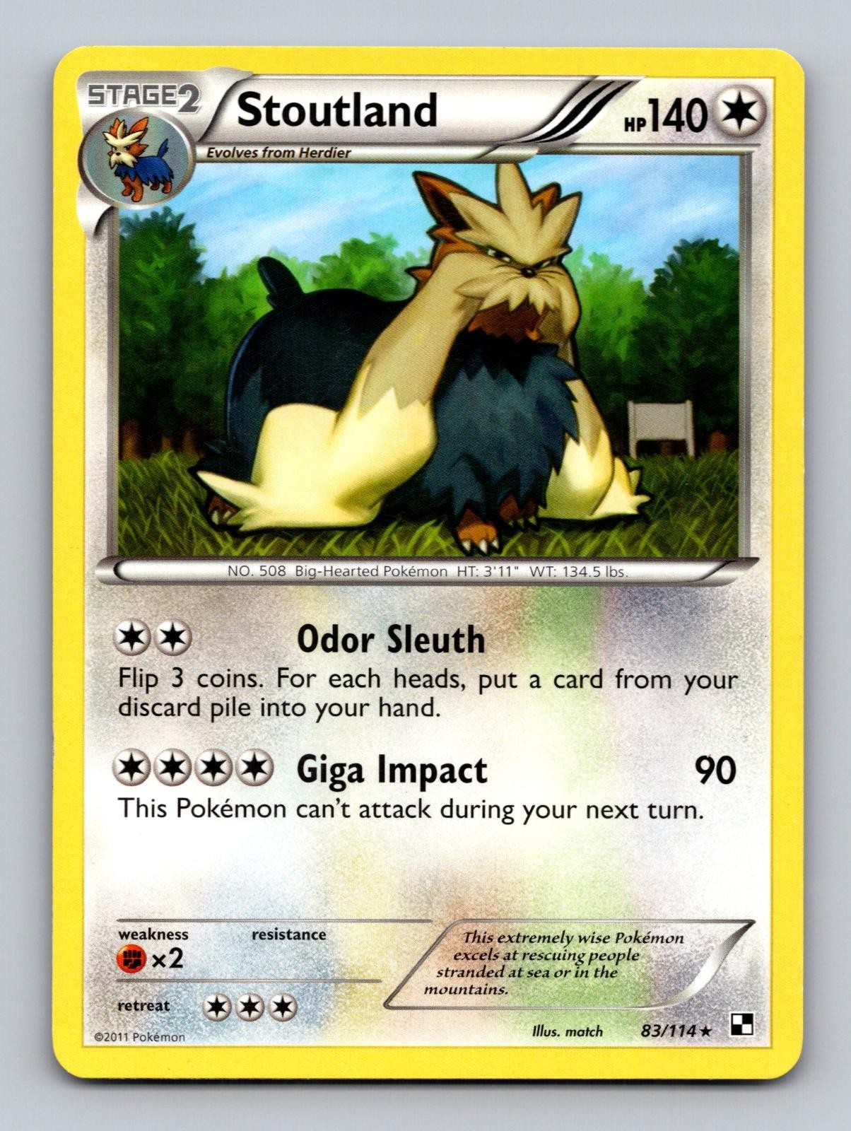 Stoutland 83/114 Rare Black & White Pokemon Lightly Played