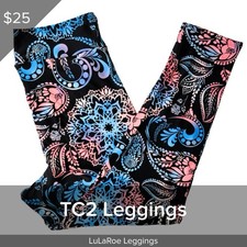 LuLaRoe NEW Leggings TC2 Tall Curvy 2 Buttery Soft Legging Paisleys Black