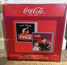 Vintage Coca-Cola Two Sided Accent Diner Aesthetic 10x10x3.5 Lamp - Works!