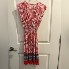 NWOT Chic Floral Maxi Dress in Red and White