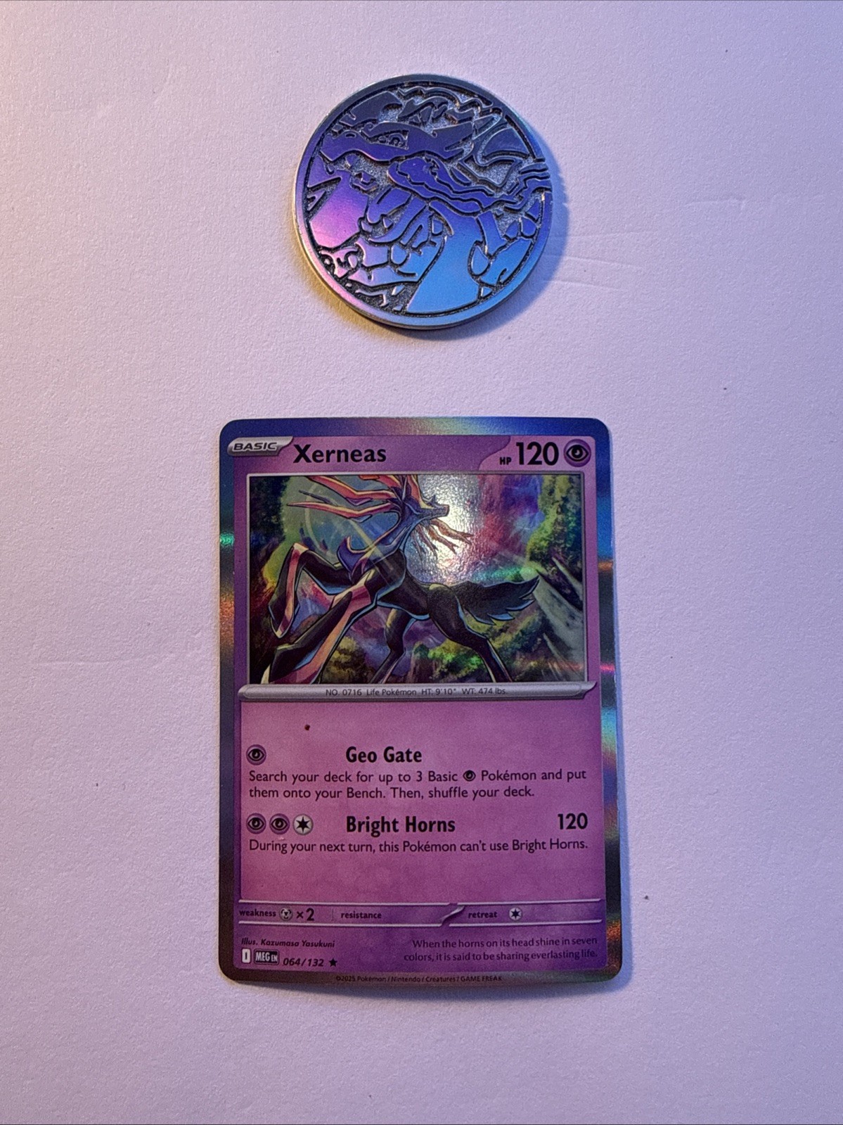 Xerneas 064/132 Me01: Mega Evolution Holo Rare Pokemon Card Near Mint
