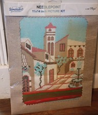 Vintage WonderArt Needlepoint Kit 5267 "Plaza" 11" x 14" Picture Wool NEW