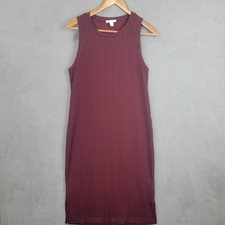 Nine West Midi Sweater Dress Womens XL Plum Stretch Ribbed Tight Knit Side Slit
