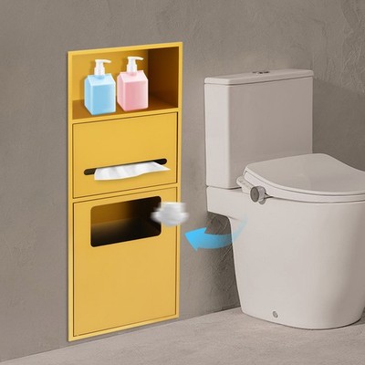 Waterproof Embedded Toilet Storage Cupboard Space-Saving Bath Cabinet w/ Dustbin