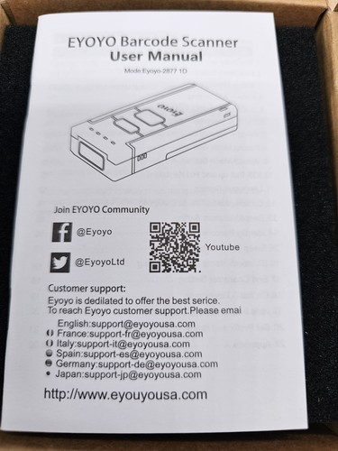 Eyoyo MJ2877 Bluetooth Laser Barcode Scanner Reader - Picture 1 of 4