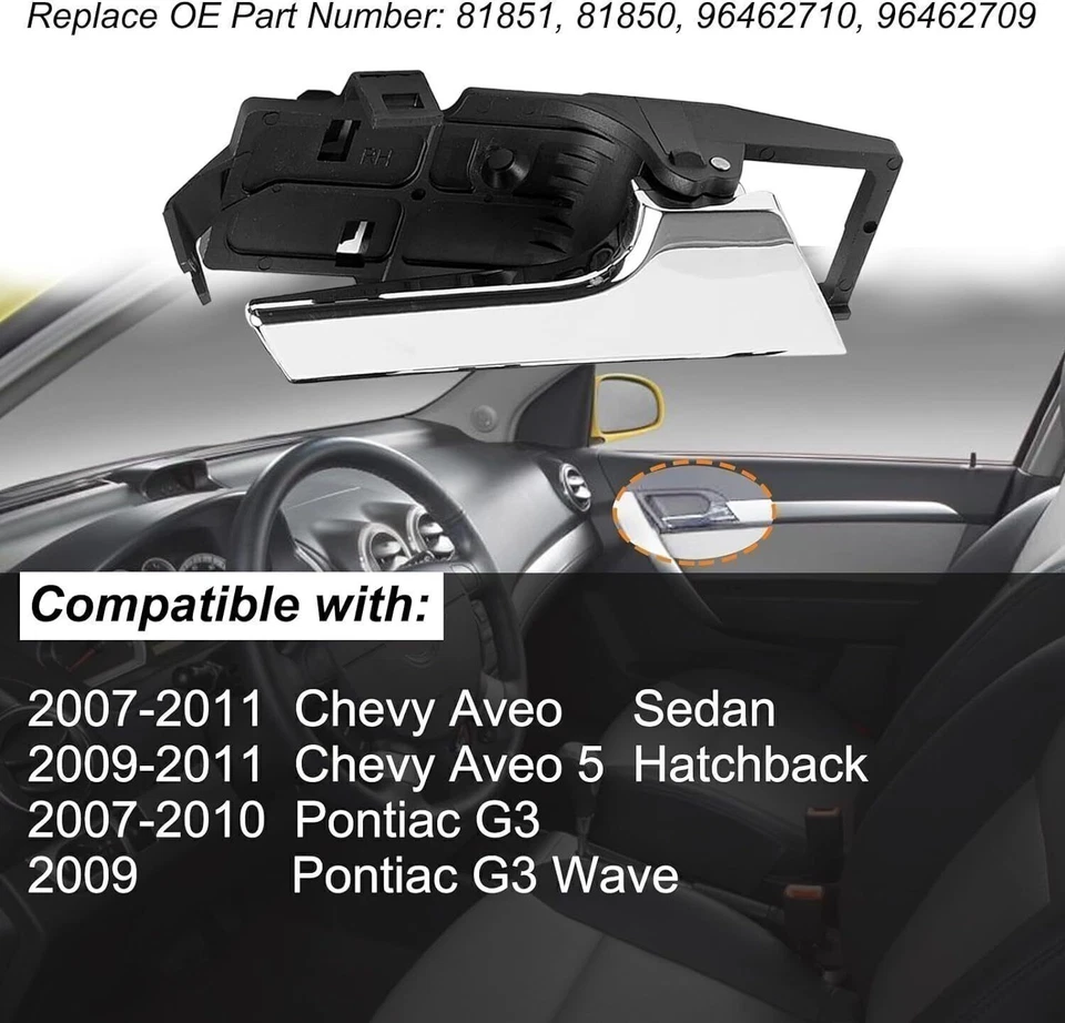 Manija de puerta interior 2 piezas nueva para Chevrolet Aveo 2007-2011 Kvemuwwqcwn Foto 2 de 4