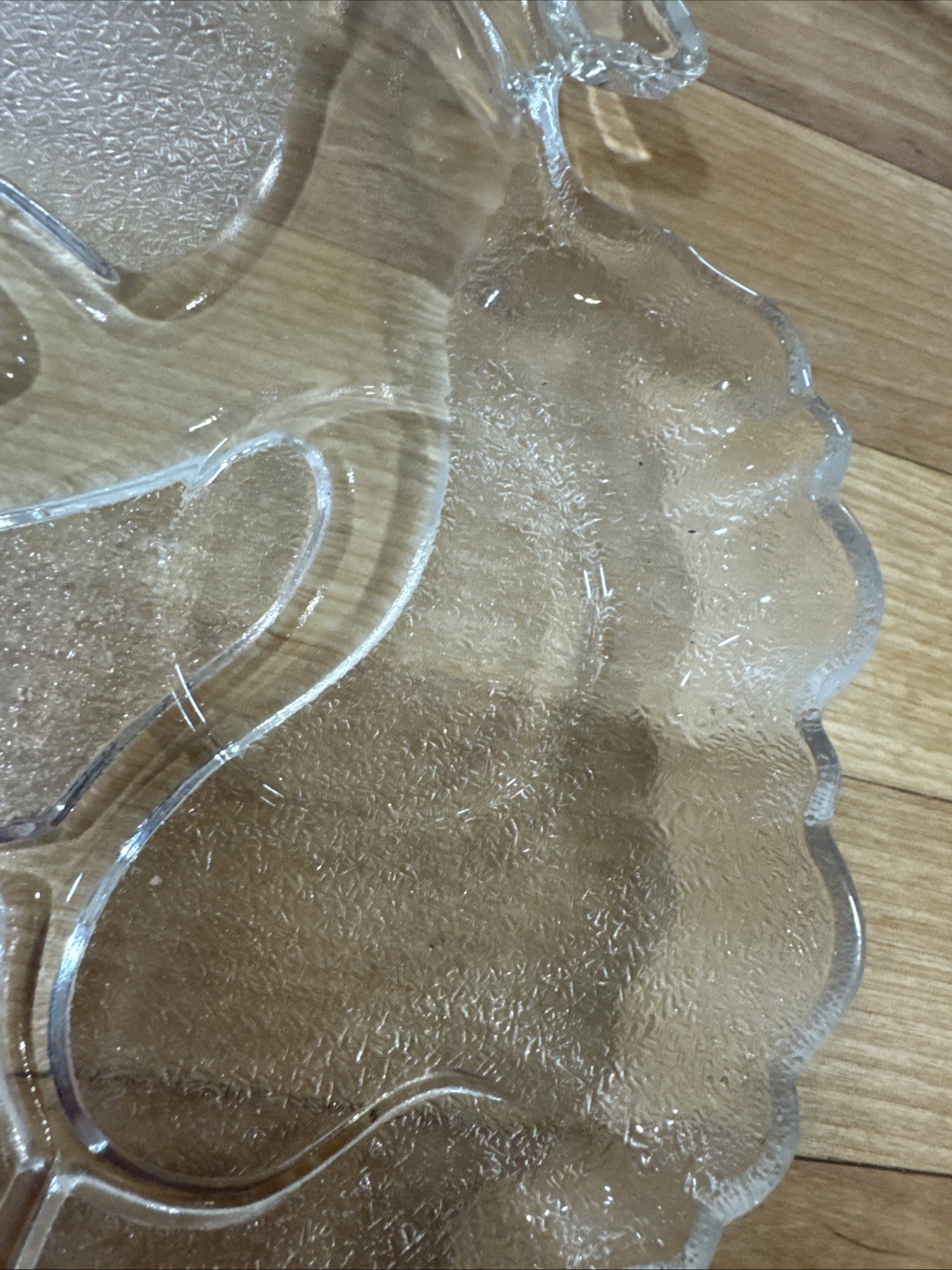 Set of 3 ATLAS Vintage Hazel Atlas Tree of Life Textured Glass Snack Plate