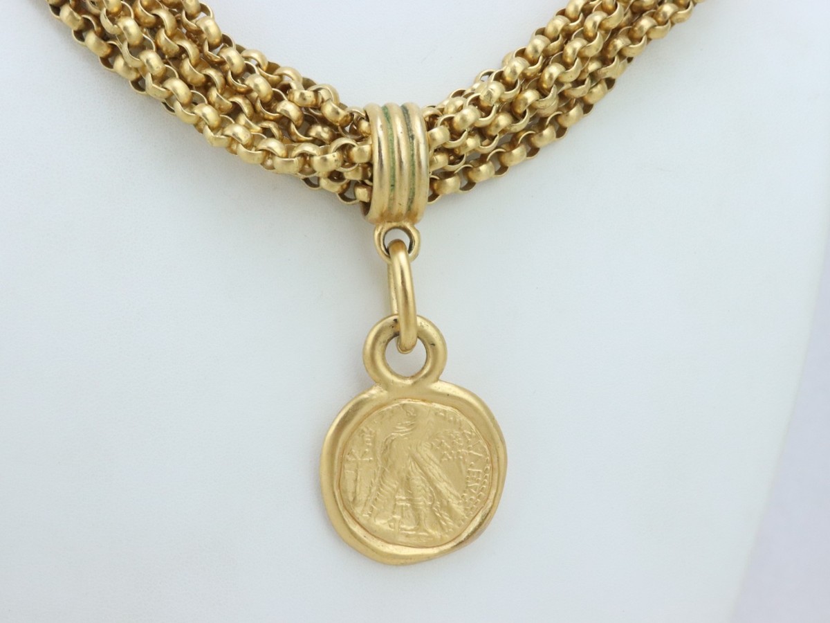 Vintage Carolee Roman Coin Medallion Heavy Chain Necklace 