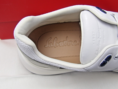 NIB FERRAGAMO COSMA LOW WHITE EATHER GANCINI MESH LACE SNEAKERS 11