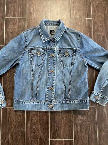 Vtg GAP Denim Jacket Womens Lg Blue Detroit Trucker Button Front 100% Cotton 00s - Picture 4 of 14