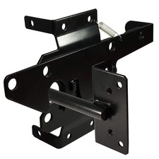 Self-Locking Gate Latch Heavy-Duty for Wood Gate, Steel Black, 1pcs