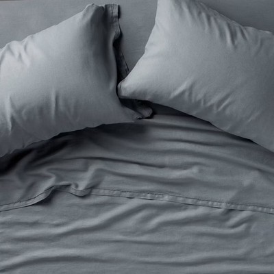 Queen 100% Linen Sheet Set Mineral Blue - Casaluna