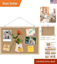 Cork Board Bulletin Board,17"X 12" Cork Board for Office with Pin Oak Wood Bo...