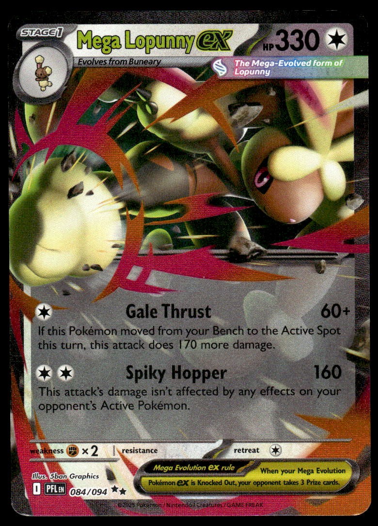 Pokemon TCG Phantasmal Flames #084/094 Mega Lopunny ex LP (White Corners)
