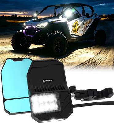 UTV Side View Mirror Aluminum Dual Blind Spot 3-in-1 LED Spot Turn Puddle Lights